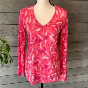 North Face pink geo pattern long sleeve tee large